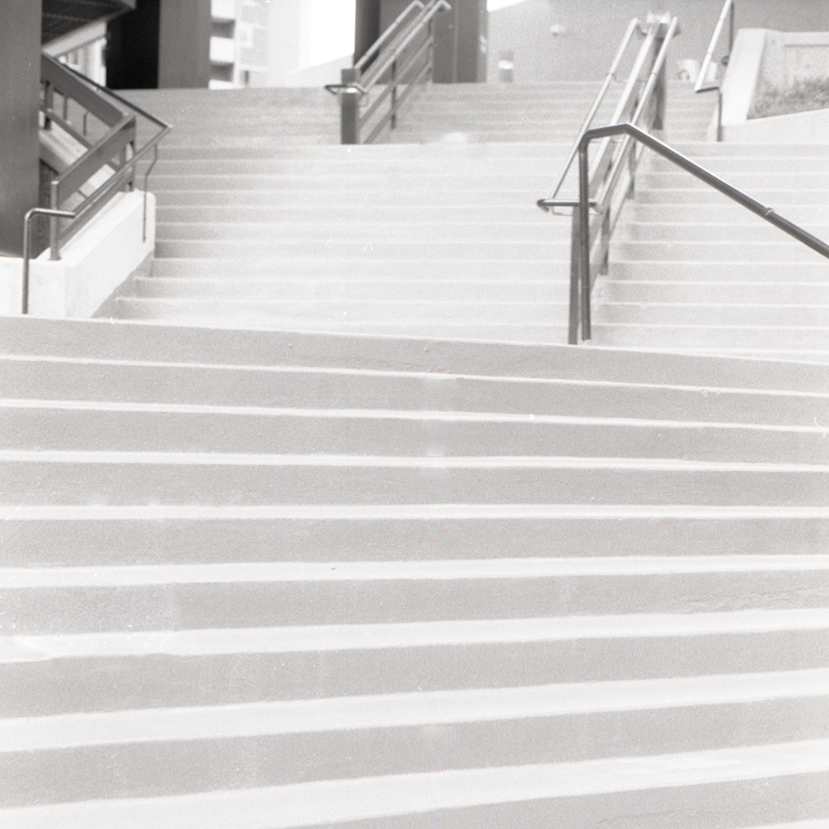 black and white urban staircase
