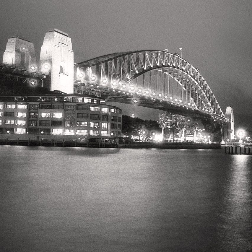 black and white sydney bridge